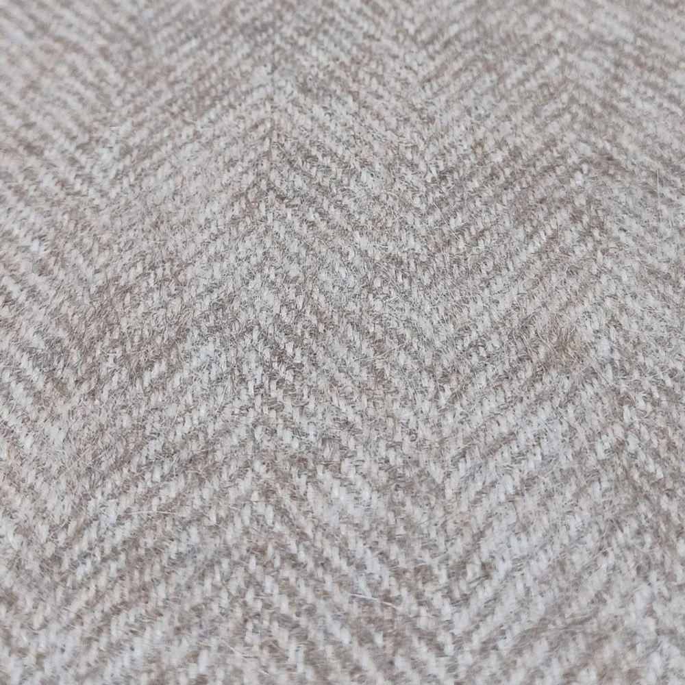 Alicia Adams 100% Alpaca Herringbone Throw Blanket Taupe 60x59 Quiet Luxury